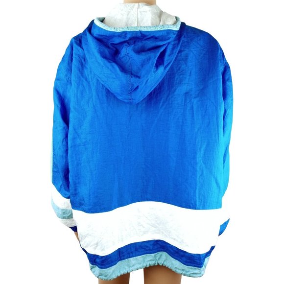 Vintage Jacket Active Frontier Hood 80s Blue Shoulder Pad Zip Denim Women Large - Picture 2 of 7